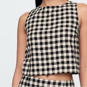 GAP Black and Cream Checkered Crop Top